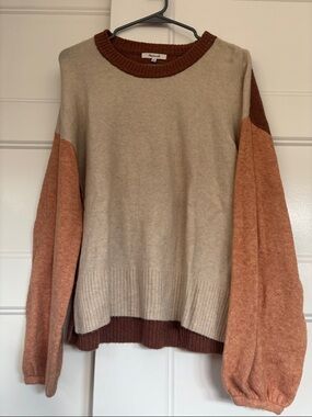 Madewell Crewneck Sweater in Cream, Rust & Brown